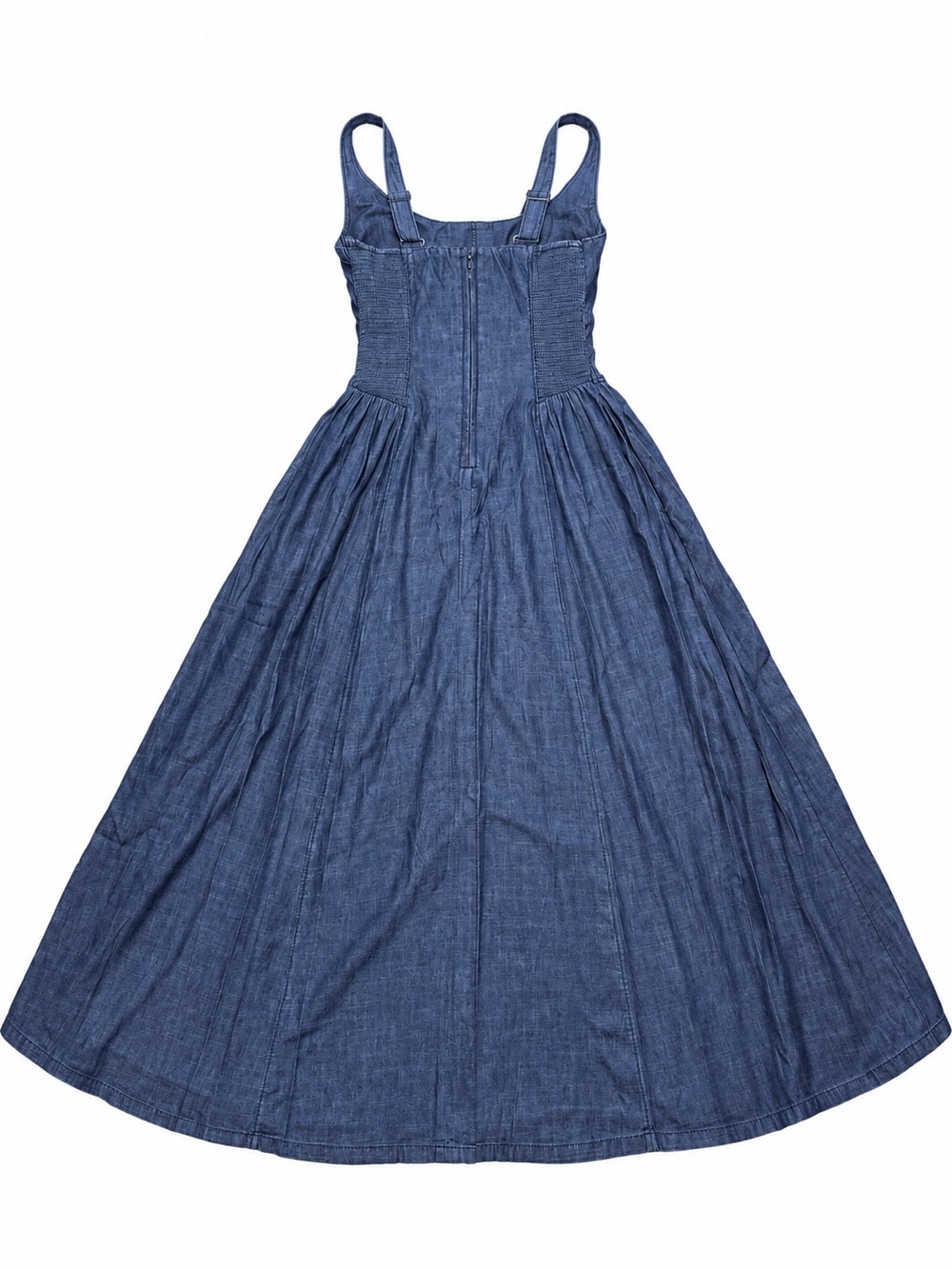 Abercrombie & Fitch Dylan Bra-Free Denim Midi Dress in Dark Wash - Picture 3 of 8
